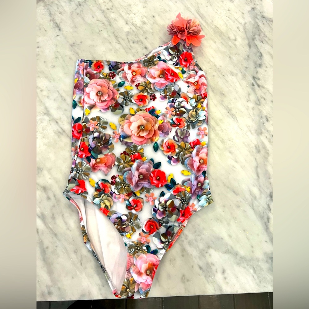 Molo one shoulder floral swimsuit. Size 12